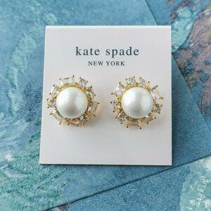 Kate Spade Candy Shop Gold Halo Stud Earrings White Pearl